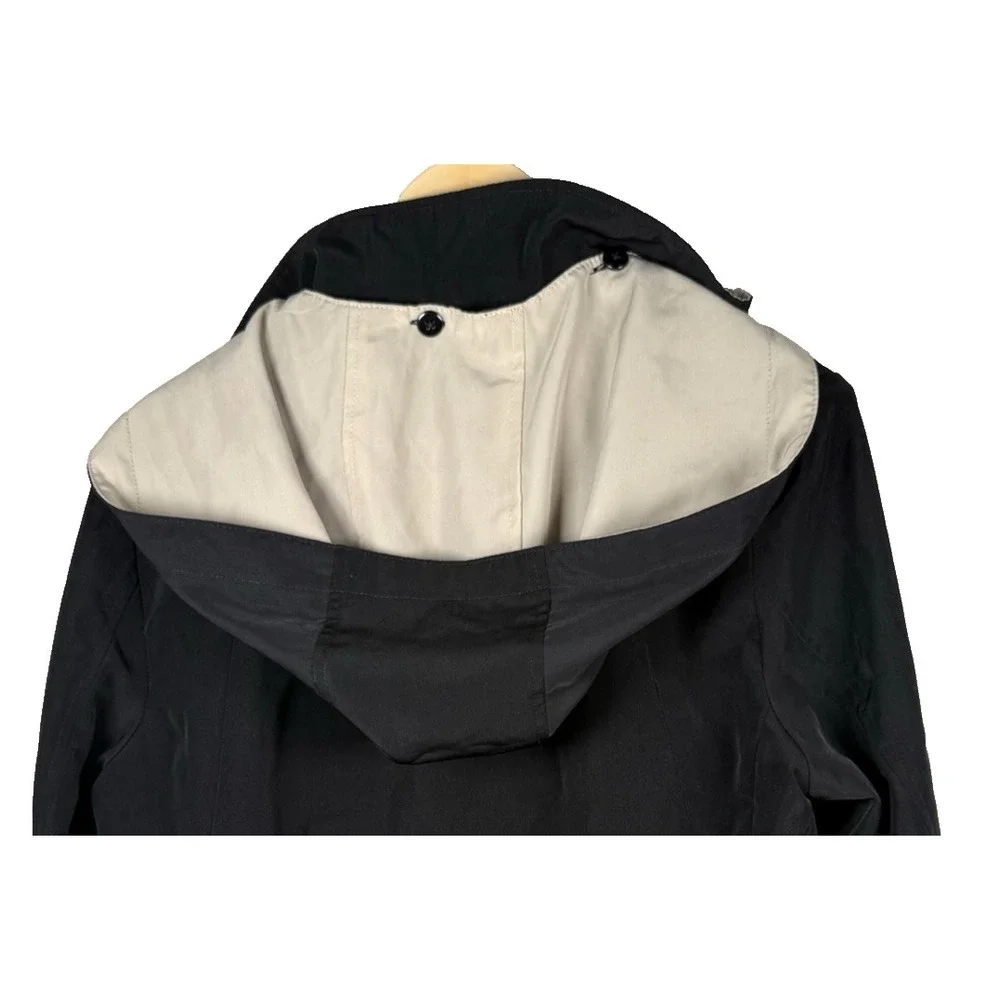Braetan Women's Black Vintage Trench Windbreaker Jacket Size Large Petite Vented
